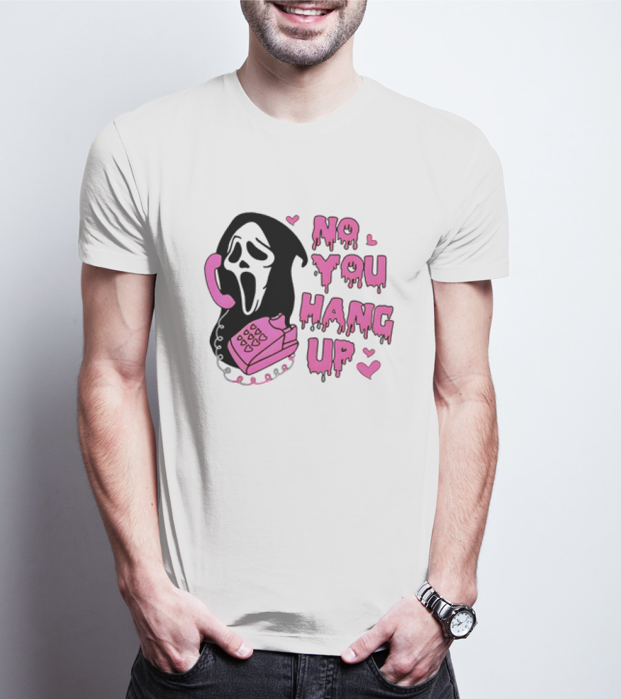Ghost Face No You Hang Up Pink Phone Scream Hearts T-Shirt