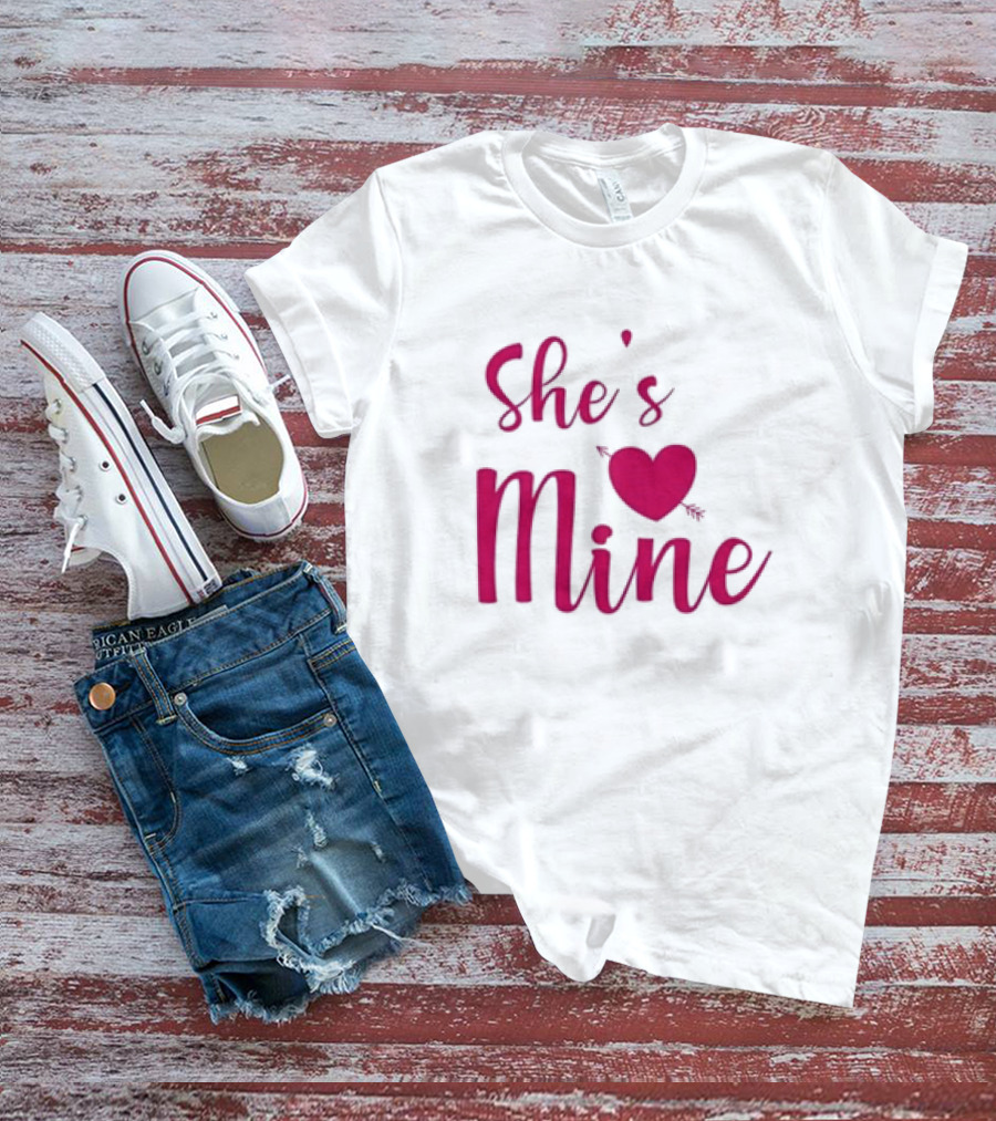 Valentine's Day She's Mine Heart With Arrow T-Shirt