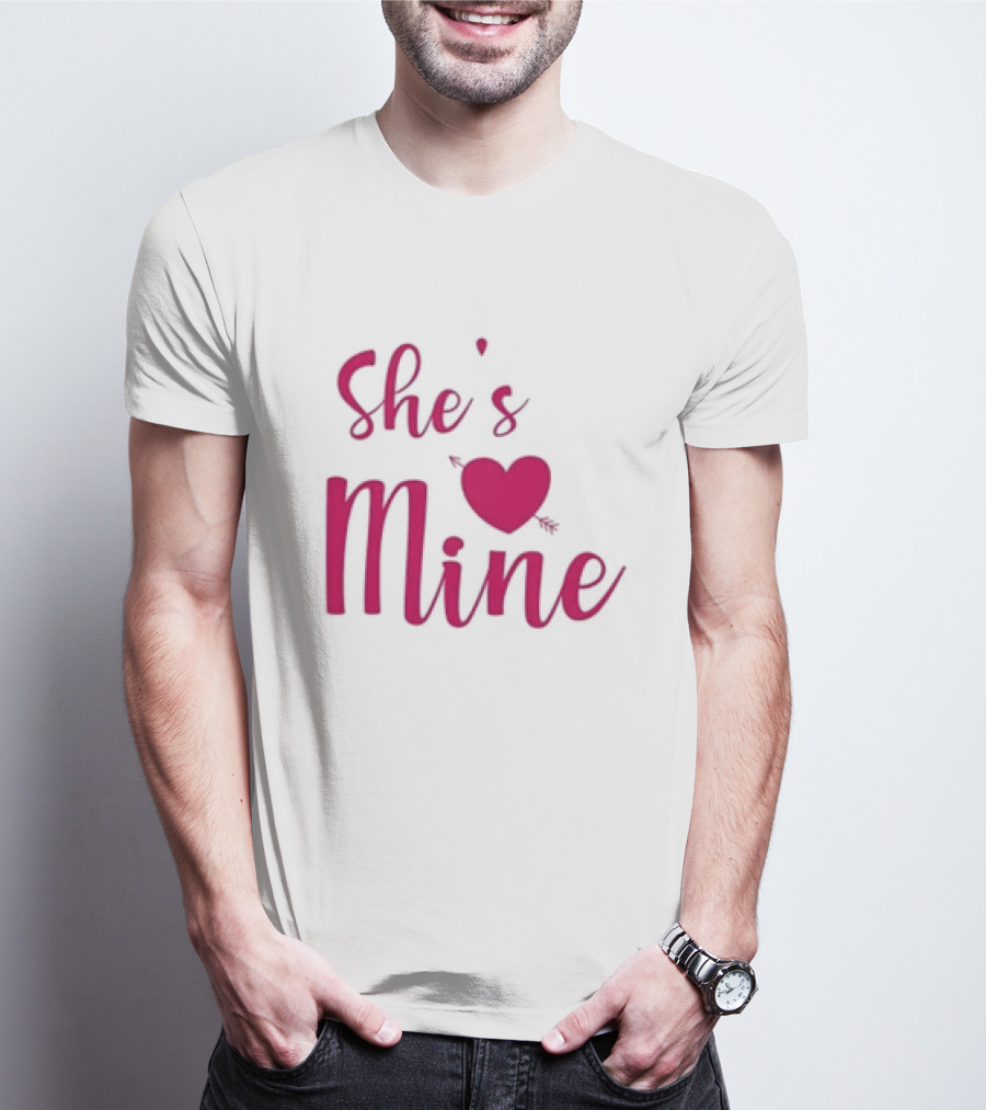 Valentine's Day She's Mine Heart With Arrow T-Shirt