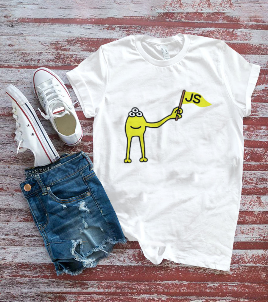 Yellow Three-Eyed Monster Waving JS Flag T-Shirt