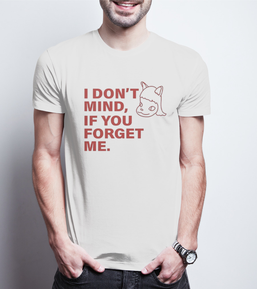 Yoshitomo Nara I Don’t Mind If You Forget Me Red Text With Character Drawing T-Shirt