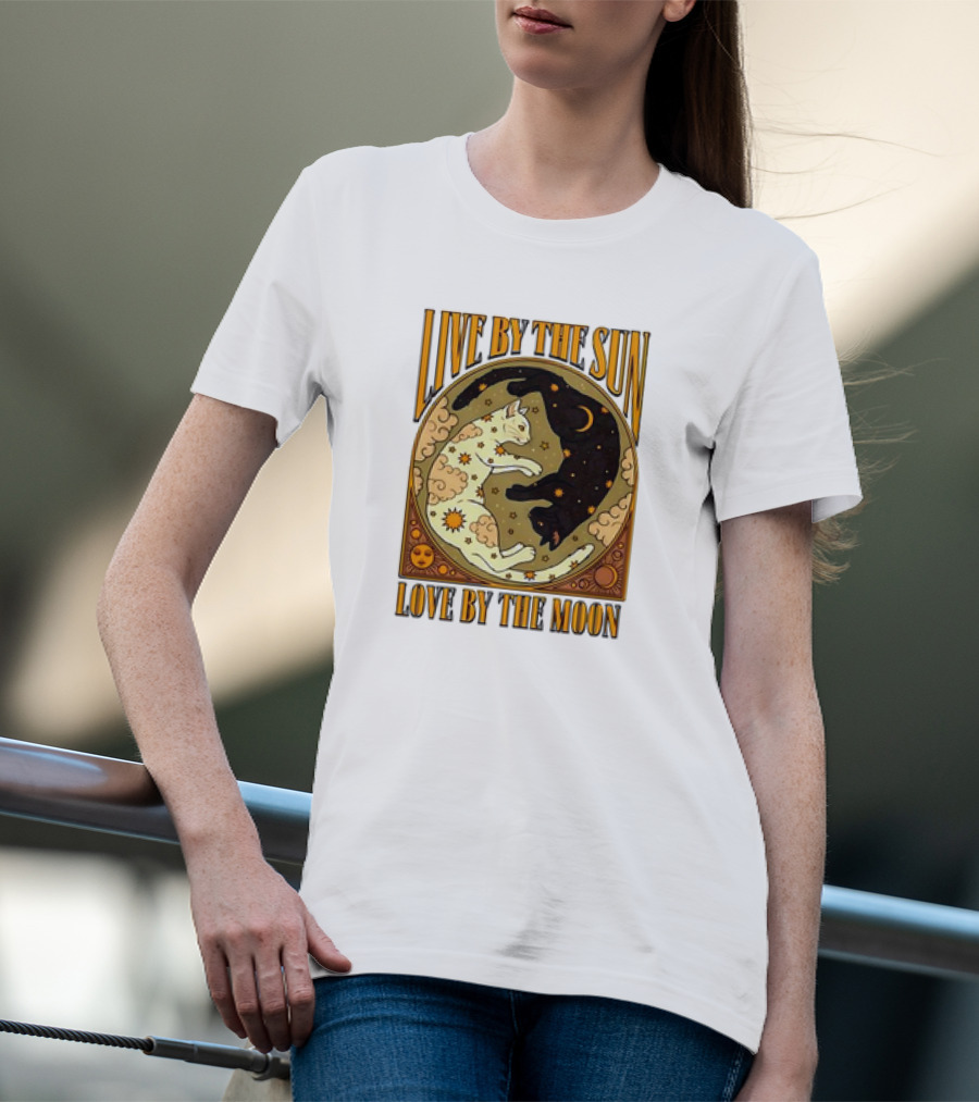 Live By The Sun Love By The Moon Retro Cats T-Shirt