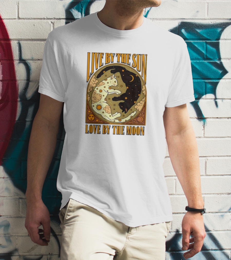 Live By The Sun Love By The Moon Retro Cats T-Shirt