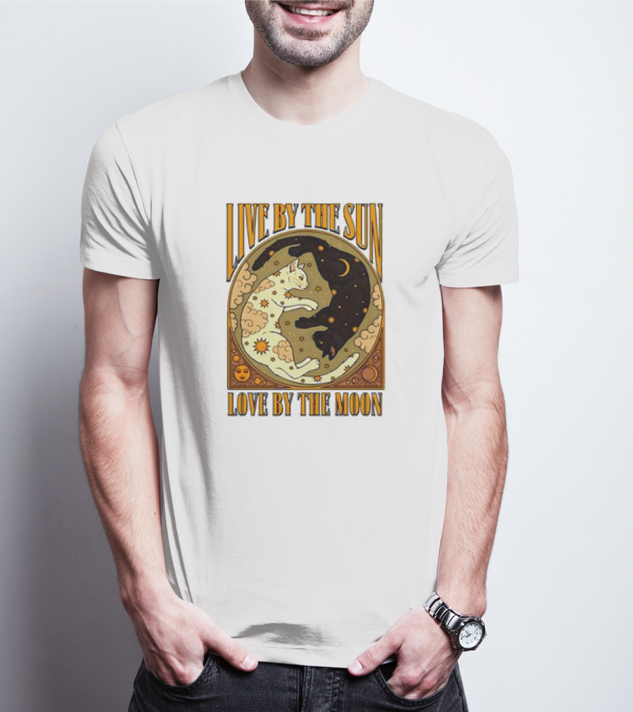 Live By The Sun Love By The Moon Retro Cats T-Shirt