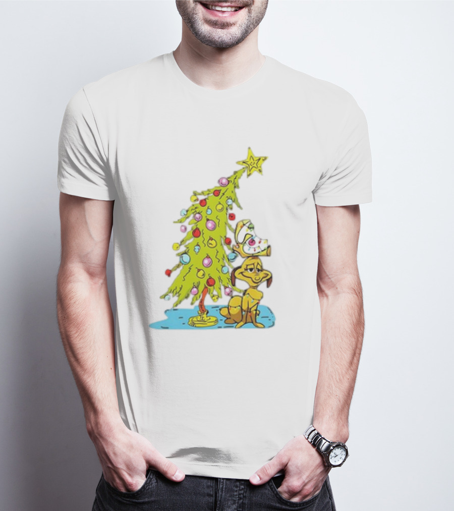 Christmas With Max Dog And Whoville Tree With Lights T-Shirt