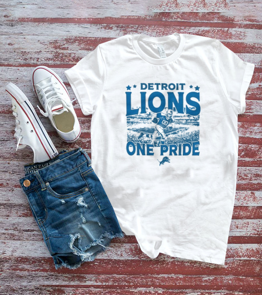 Detroit Lions One Pride Vintage Stadium Gameday T-Shirt