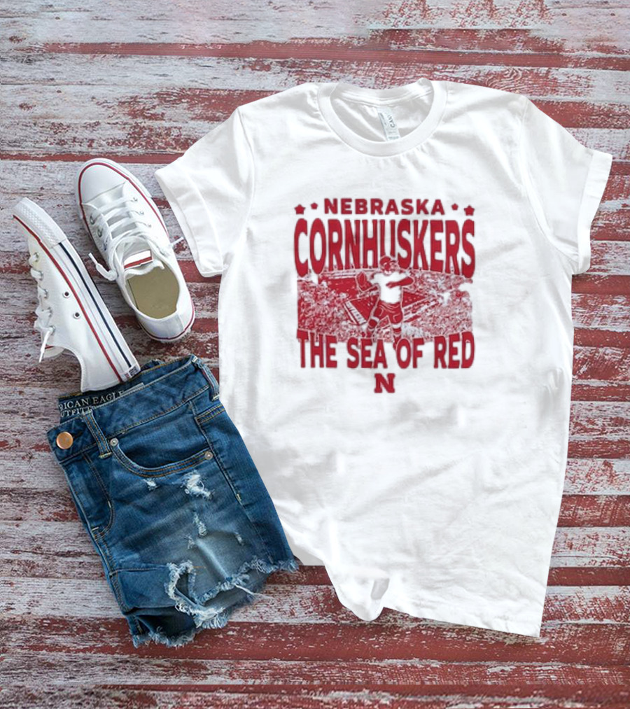 Nebraska Cornhuskers The Sea Of Red Stadium Scene T-Shirt