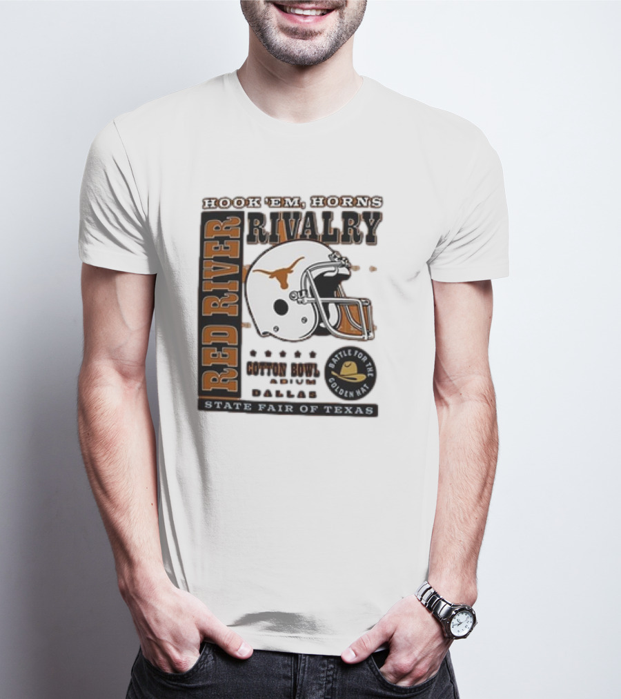 Hook Em Horns Red River Rivalry Cotton Bowl Dallas State Fair Of Texas Battle For The Golden Hat T-Shirt