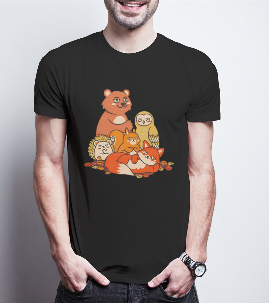 Animals X The Breakfast Club Autumn Edition With Hedgehog, Bear, Owl, Fox, Squirrel T-Shirt