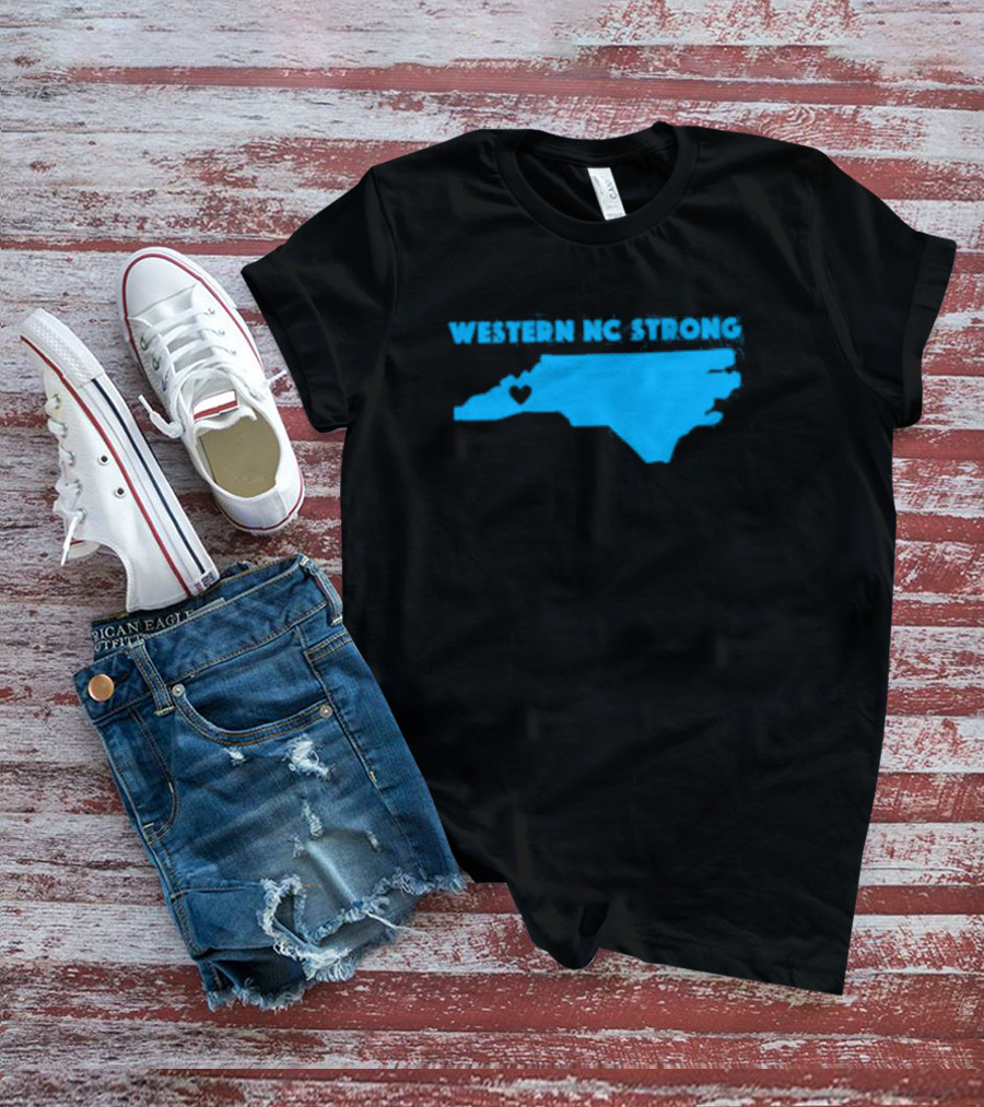 Western NC Strong Heart North Carolina Map T-Shirt