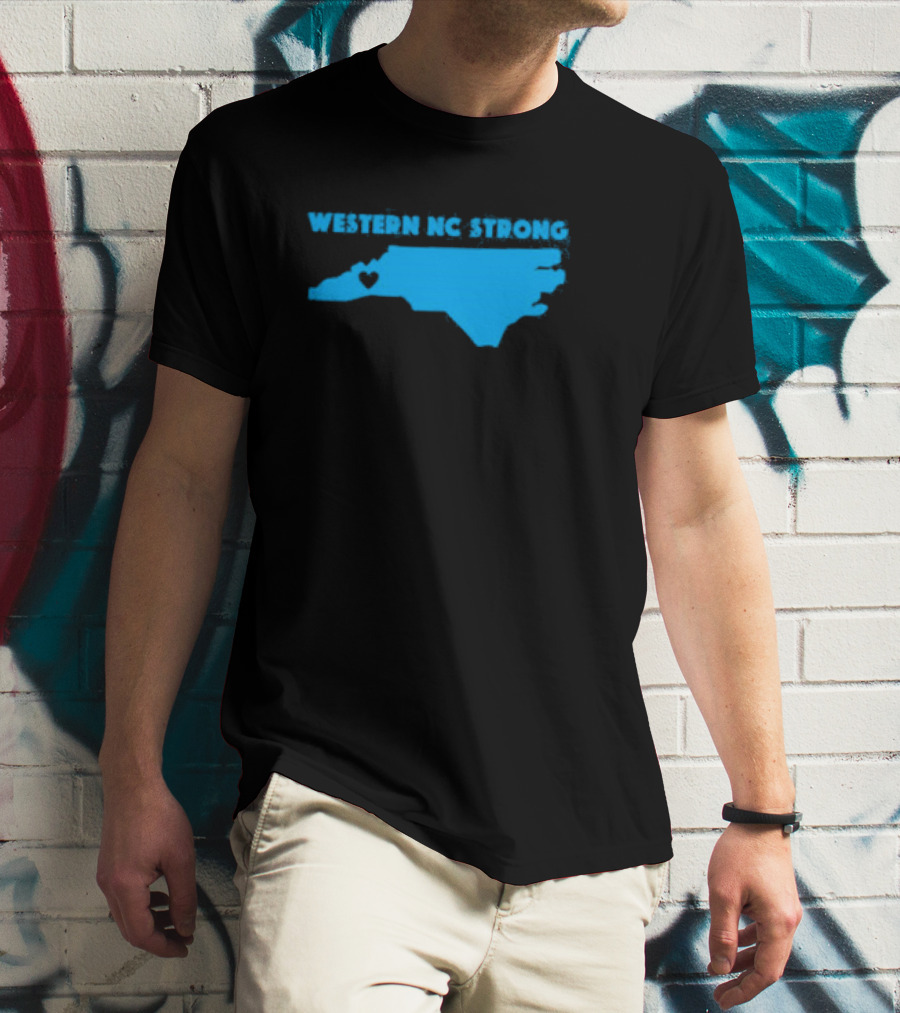 Western NC Strong Heart North Carolina Map T-Shirt