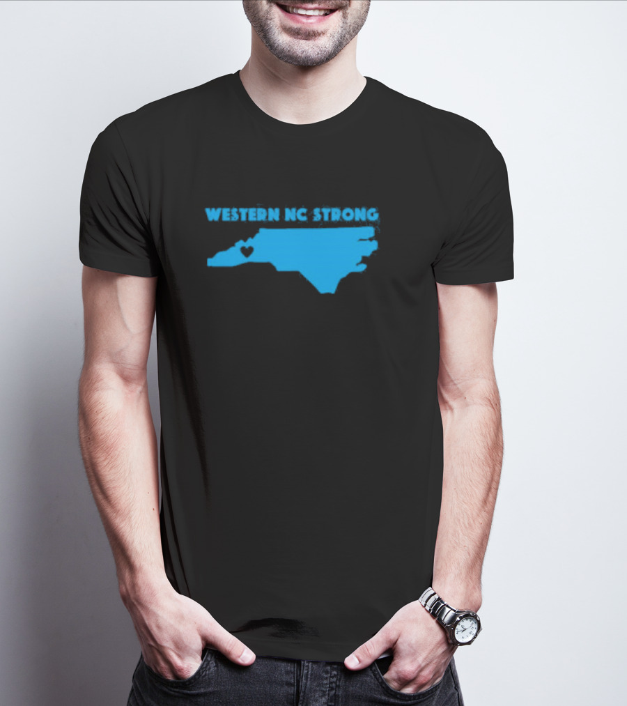 Western NC Strong Heart North Carolina Map T-Shirt
