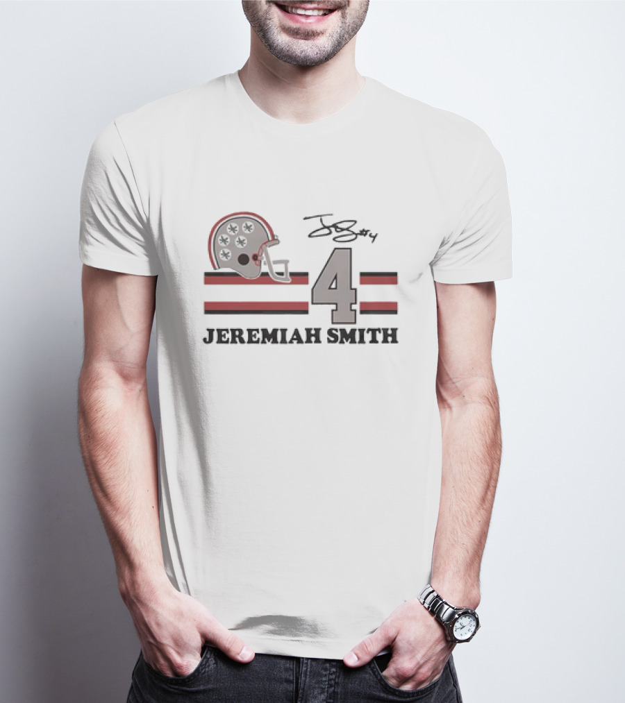Ohio State Jeremiah Smith #4 Helmet Signature Football T-Shirt