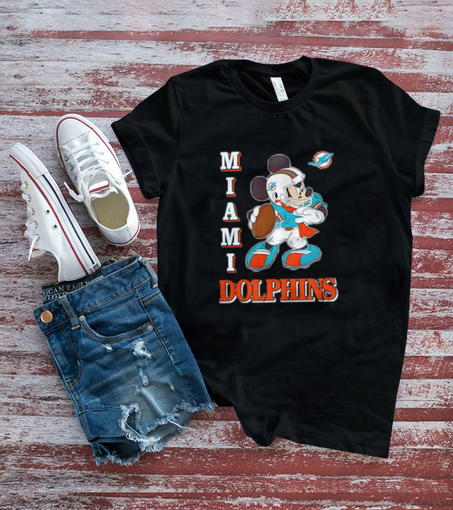 Mickey Mouse Miami Dolphins Football T-Shirt