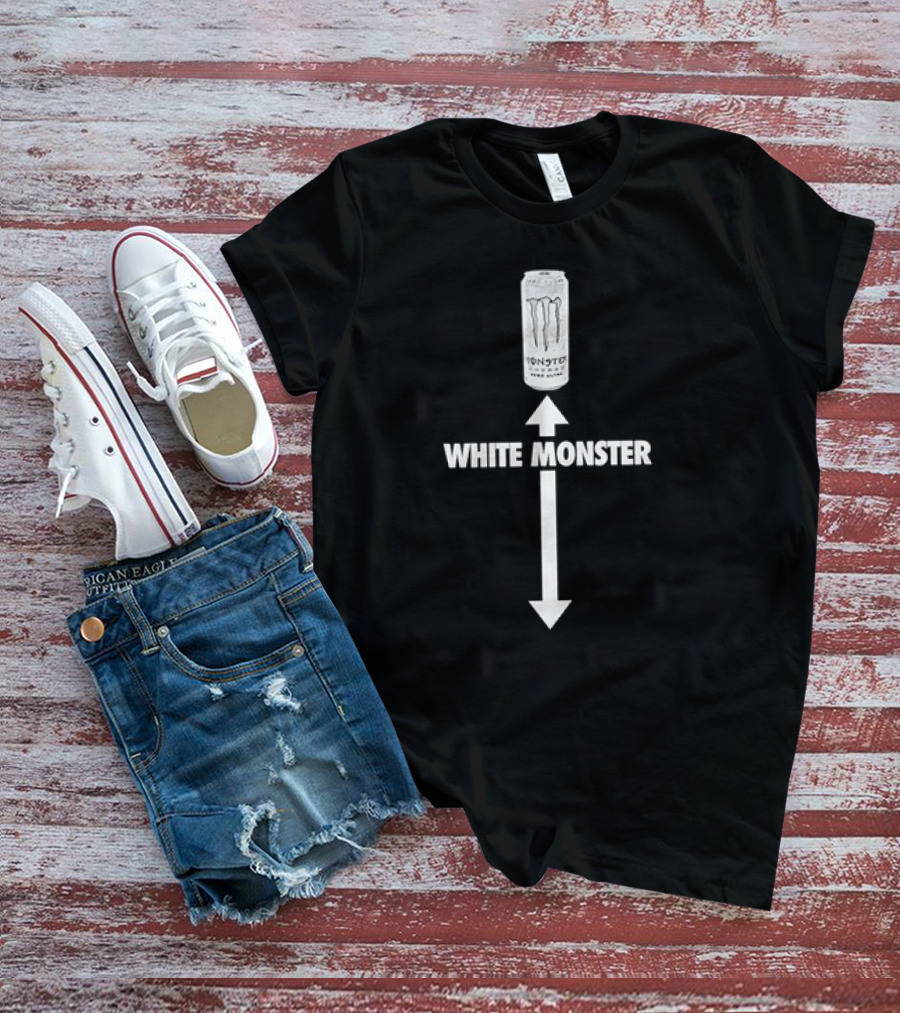 White Monster Energy Drink Can With Arrow Direction T-Shirt