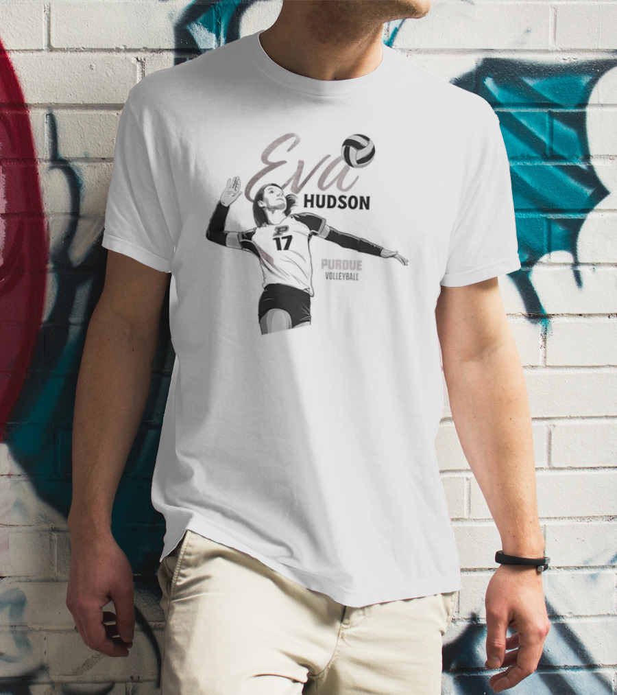 Eva Hudson Purdue Volleyball Player Number 17 In Action T-Shirt