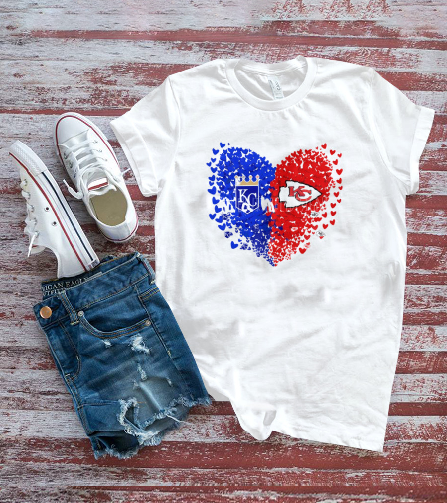 Heart Kansas City Royals KC And Kansas City Chiefs KC T-Shirt