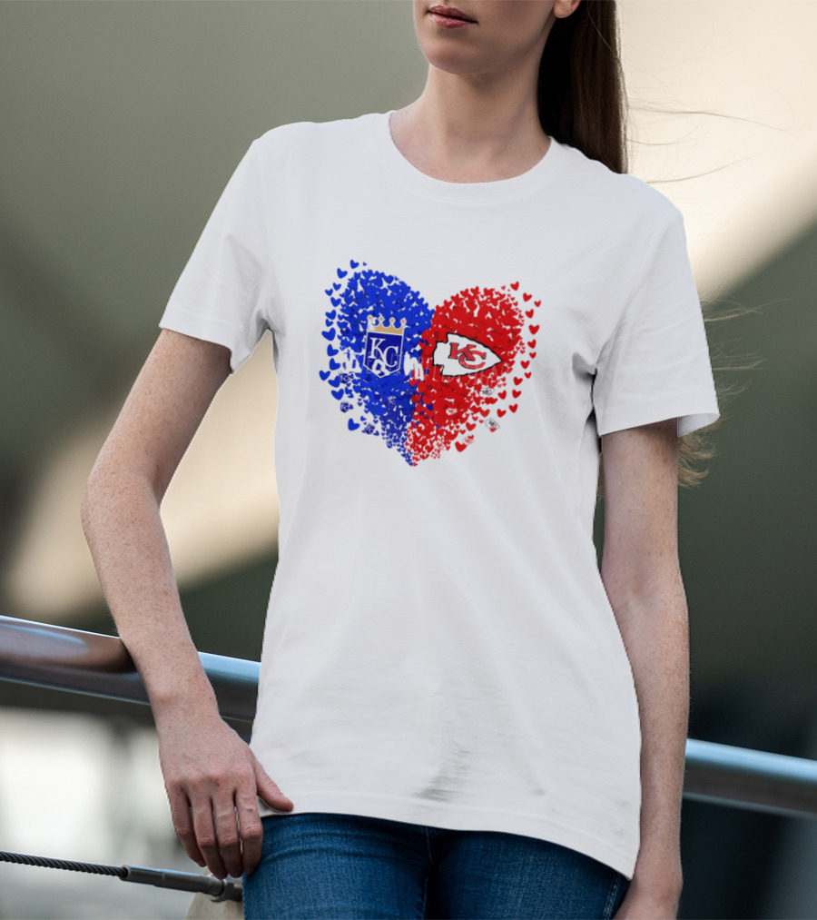 Heart Kansas City Royals KC And Kansas City Chiefs KC T-Shirt