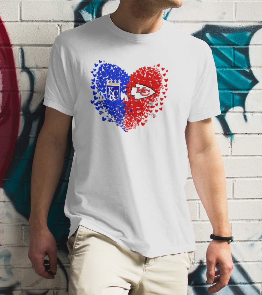 Heart Kansas City Royals KC And Kansas City Chiefs KC T-Shirt
