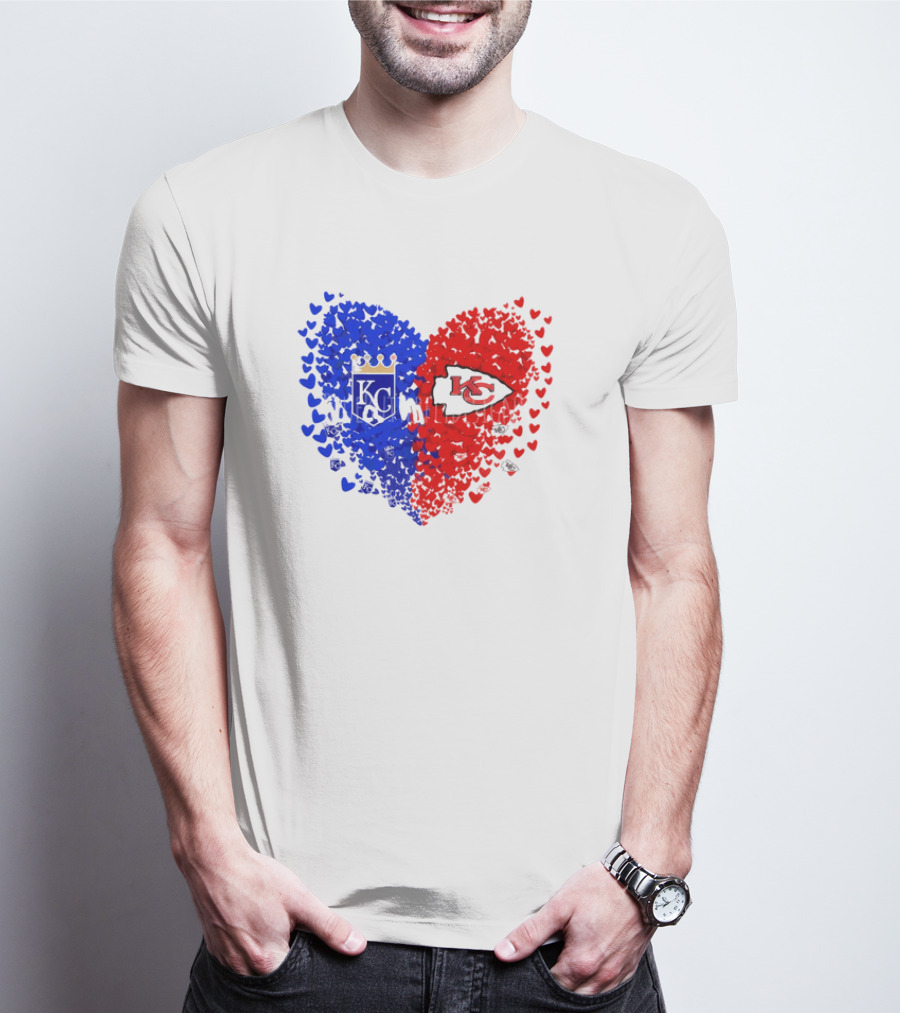 Heart Kansas City Royals KC And Kansas City Chiefs KC T-Shirt