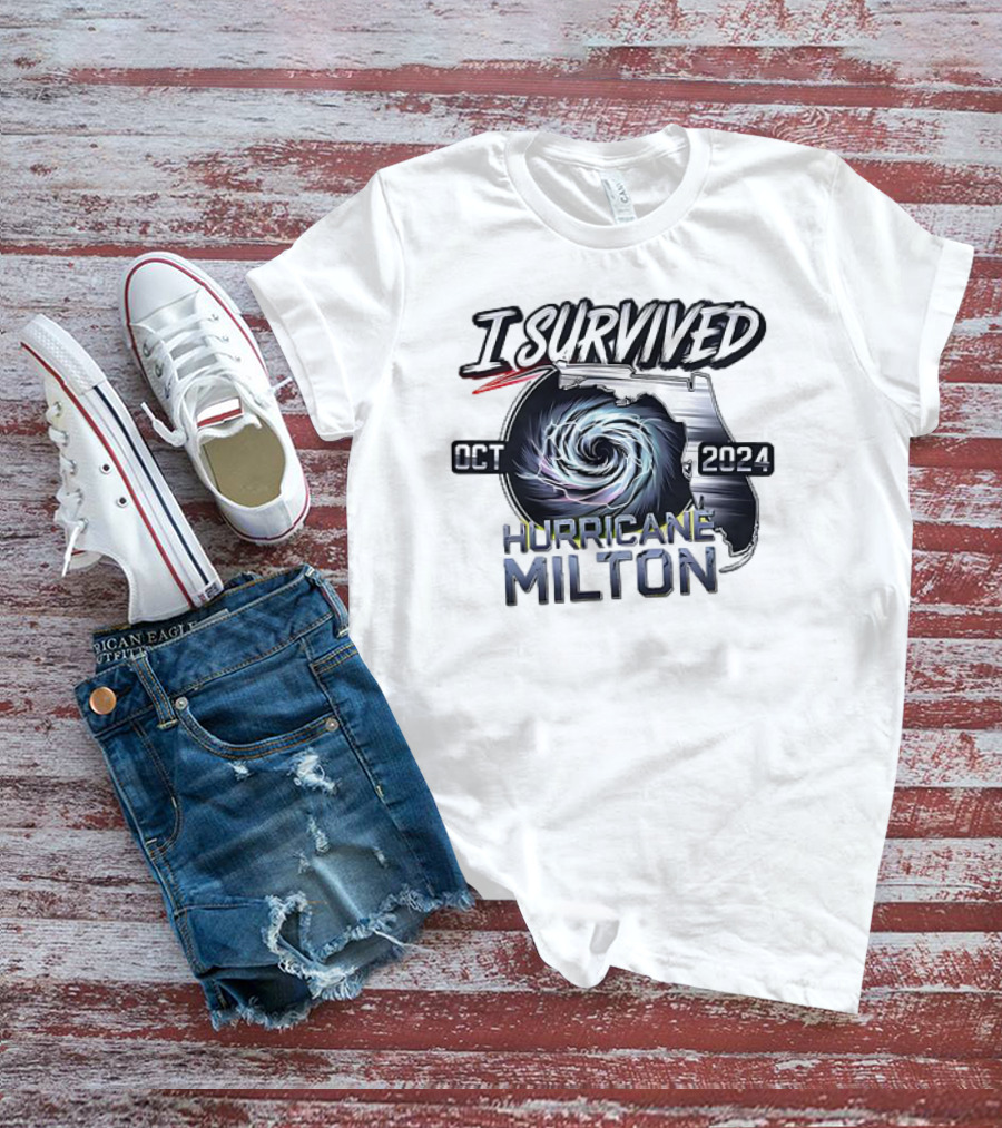 I Survived Hurricane Milton Florida Map Swirl Oct T-Shirt