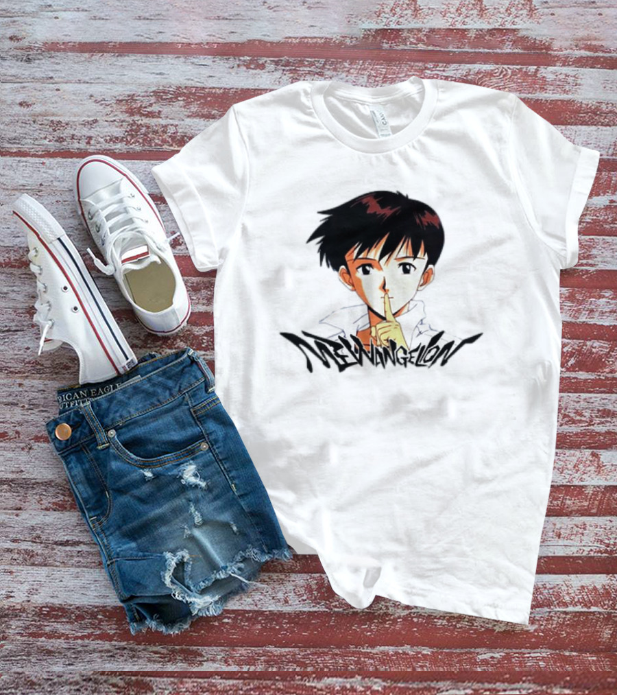 Mewangelion Ikari Shinji Anime Cartoon Evangelion Crossover T-Shirt