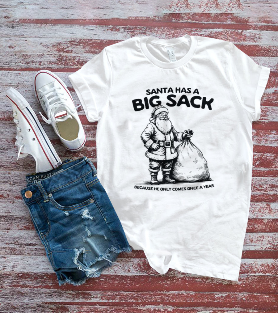 Santa Has A Big Sack Because He Only Comes Once A Year T-Shirt