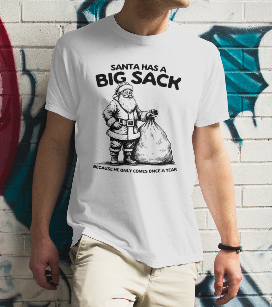Santa Has A Big Sack Because He Only Comes Once A Year T-Shirt