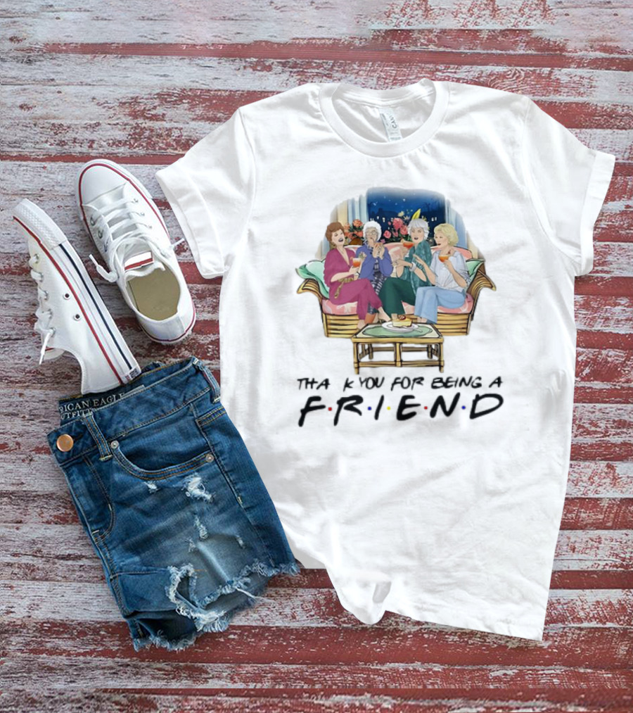 The Golden Girls Thank You For Being A FRIEND Sofa Scene With Colorful Drinks T-Shirt