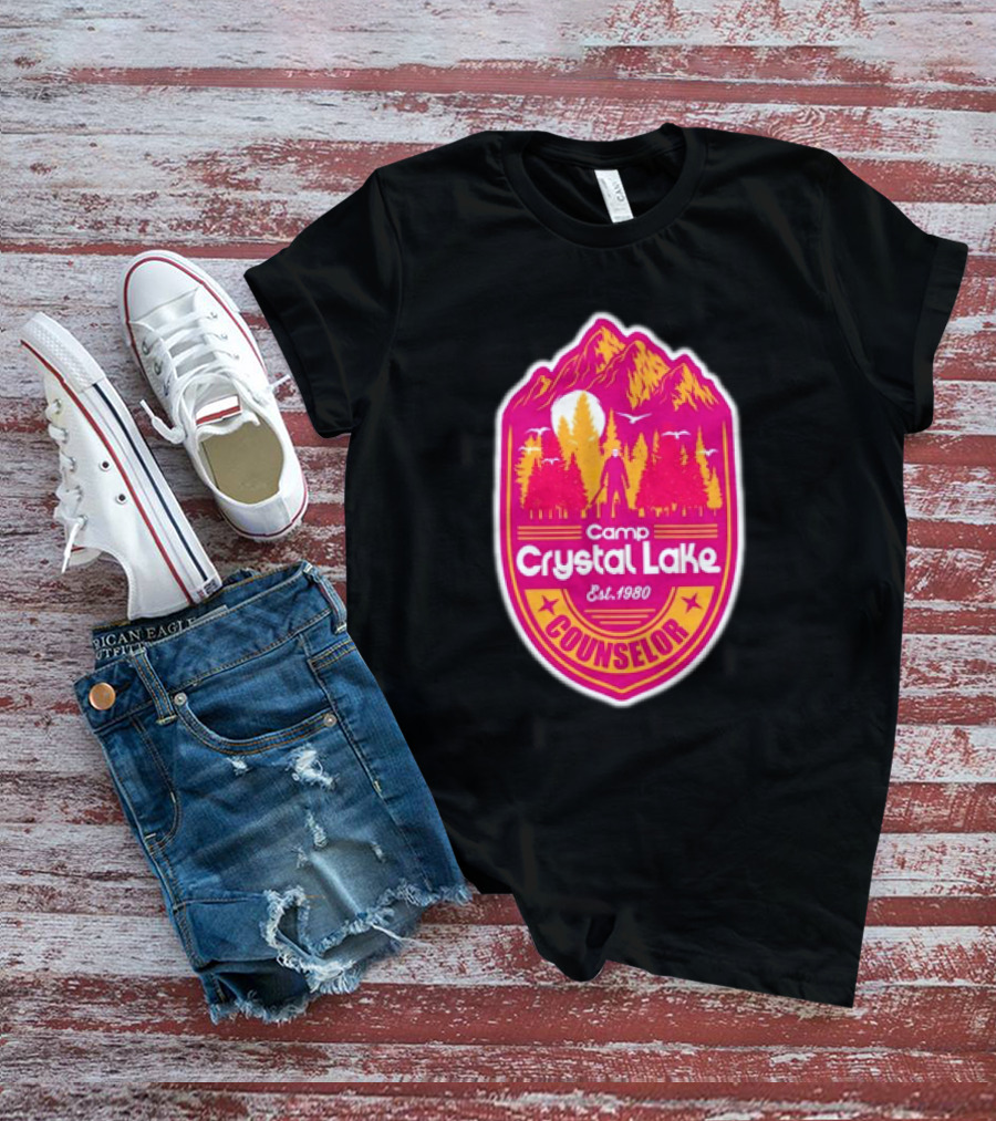 Camp Crystal Lake Counselor Est 1980 Vintage Badge T-Shirt