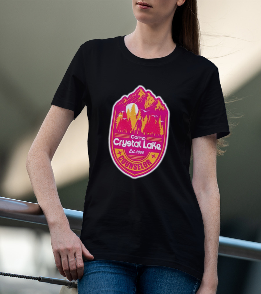 Camp Crystal Lake Counselor Est 1980 Vintage Badge T-Shirt