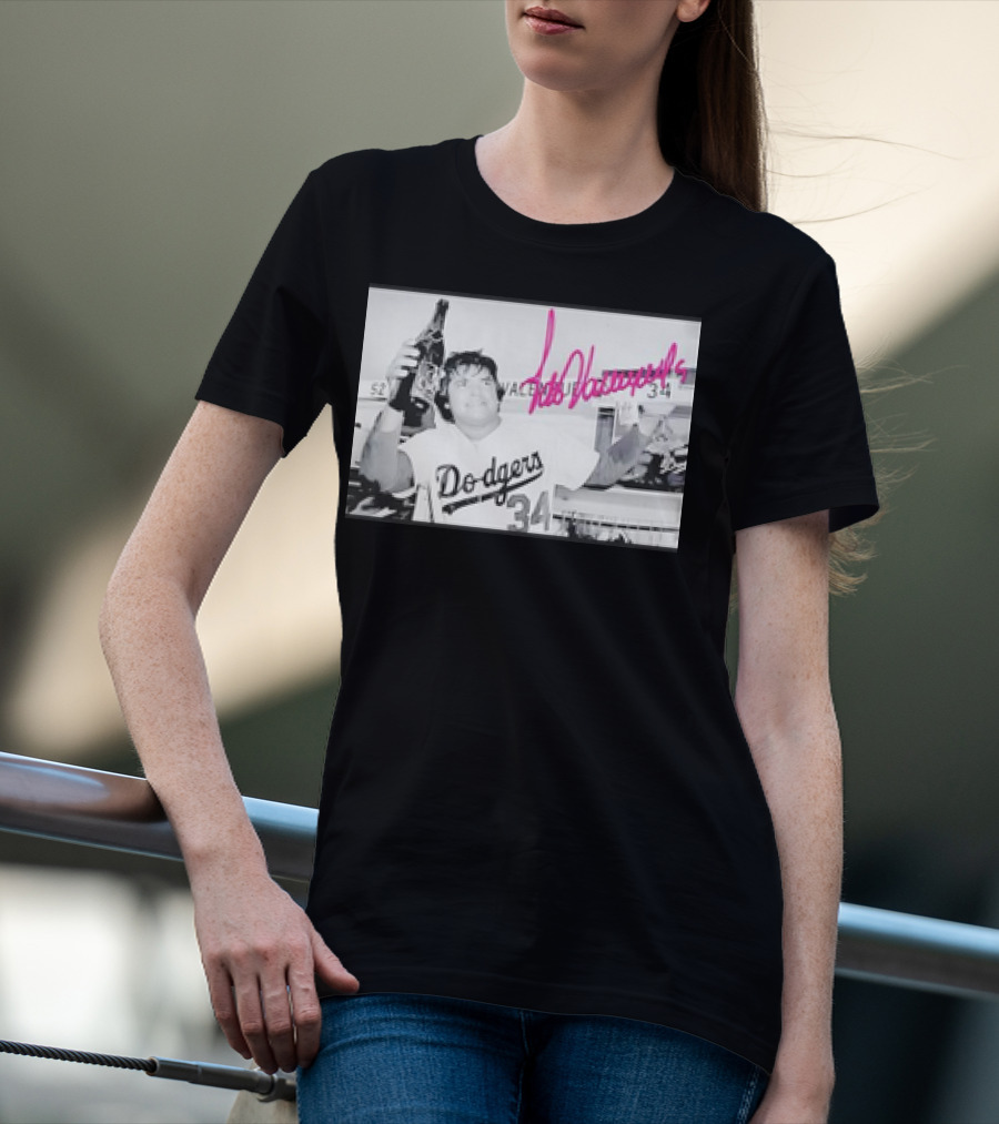 Dodgers Fernando Valenzuela Vintage Photo With Signature Baseball T-Shirt