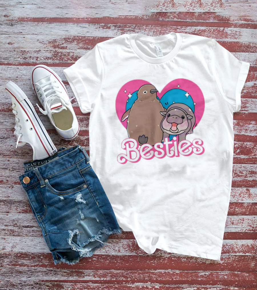 Best Friends Moo Deng Pesto Friendship Barbie Besties Heart T-Shirt