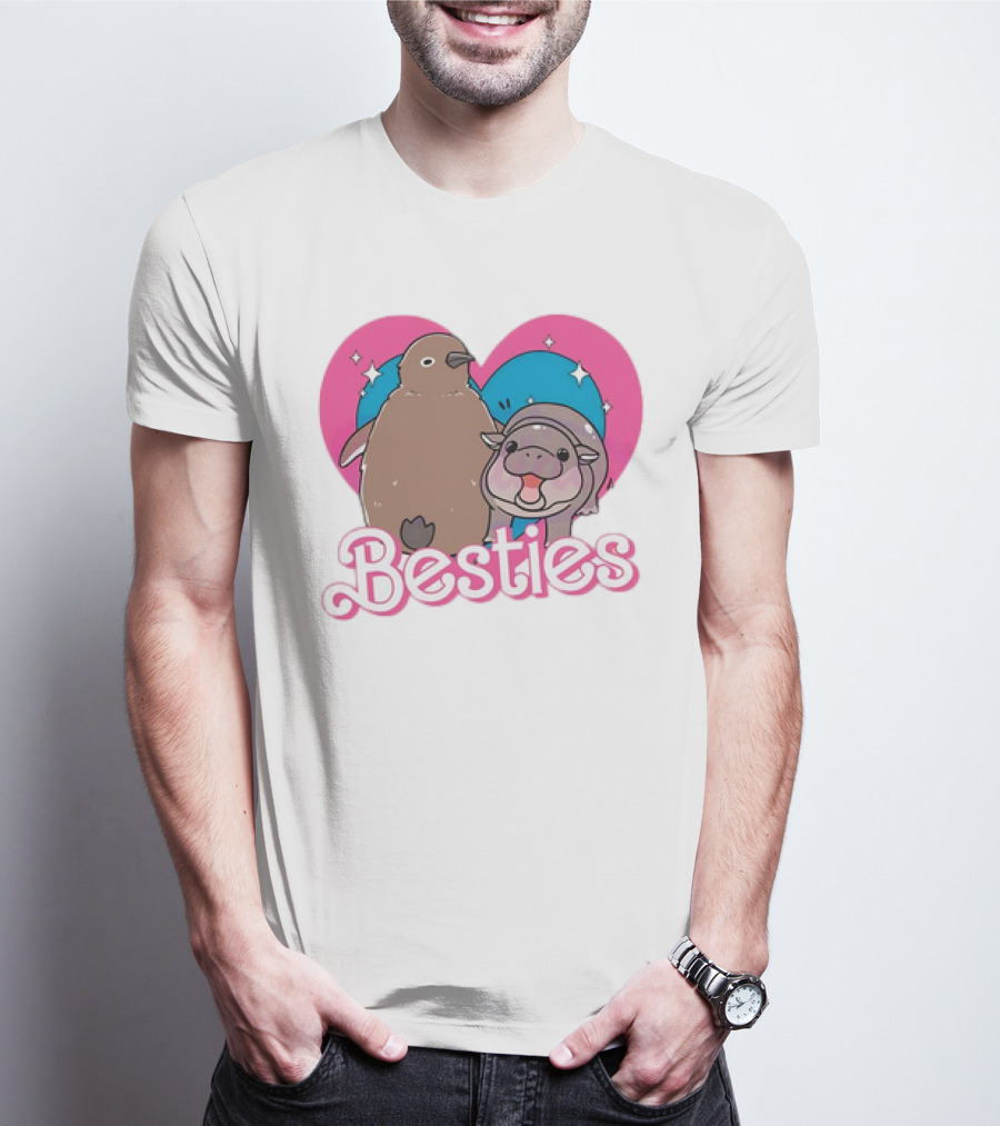Best Friends Moo Deng Pesto Friendship Barbie Besties Heart T-Shirt