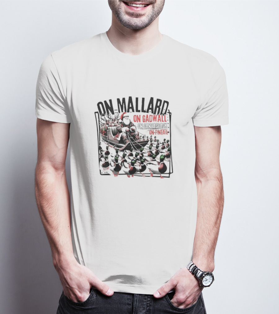Duck Hunting Santa Sleigh On Mallard Gadwall Canvasback Pintail Christmas T-Shirt