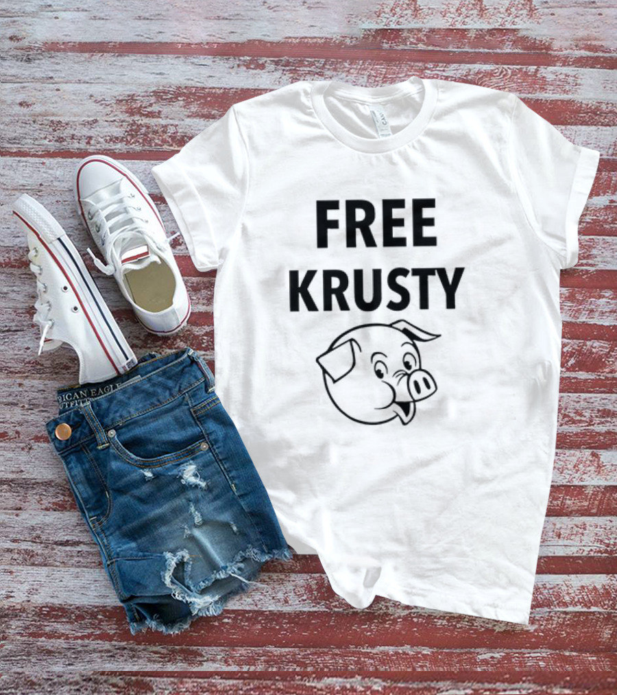 Free Krusty Pig Expressive Cartoon Head Drawing T-Shirt