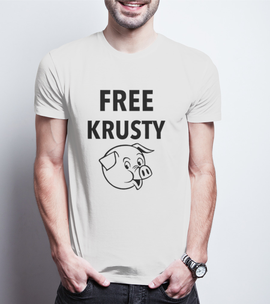 Free Krusty Pig Expressive Cartoon Head Drawing T-Shirt