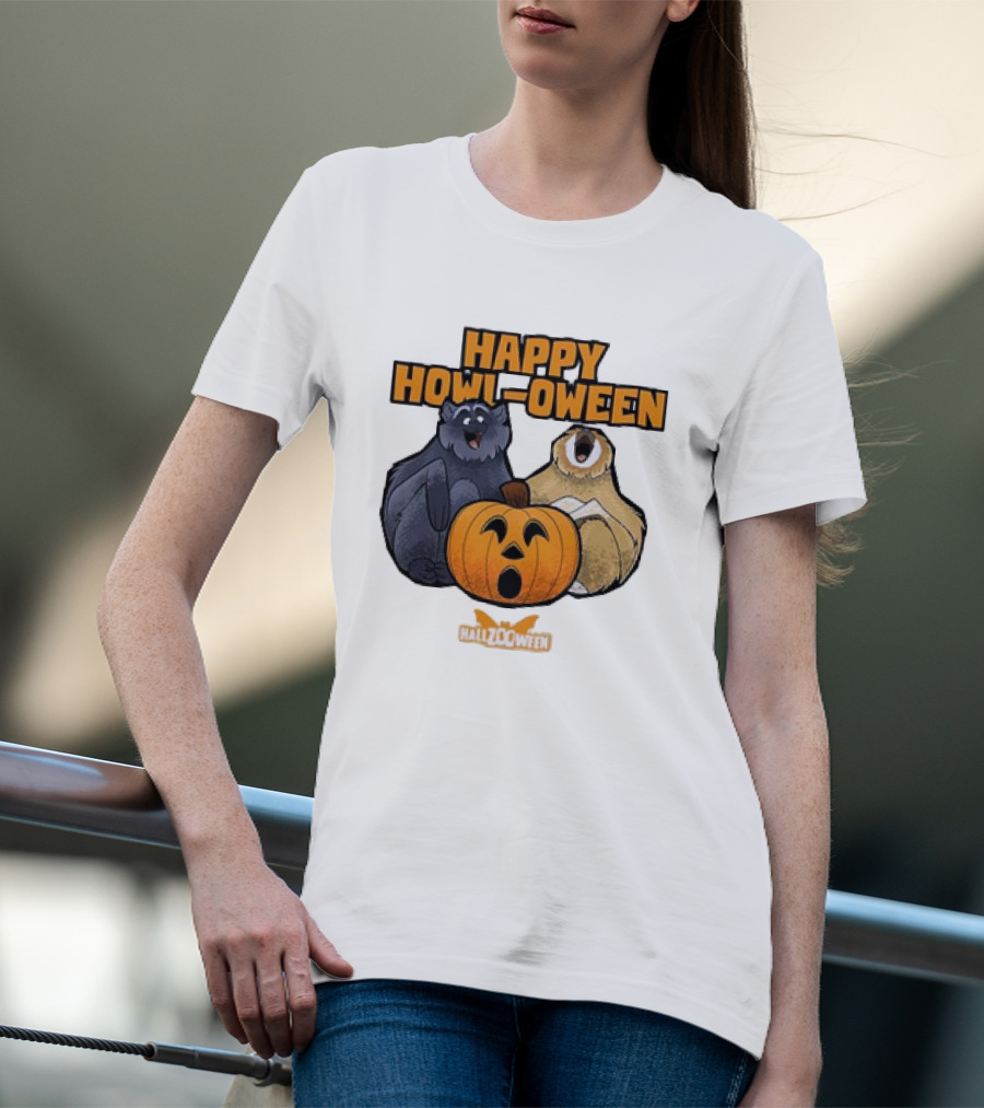 Happy Howl-oween Gibbons HallZOoween Pumpkin T-Shirt