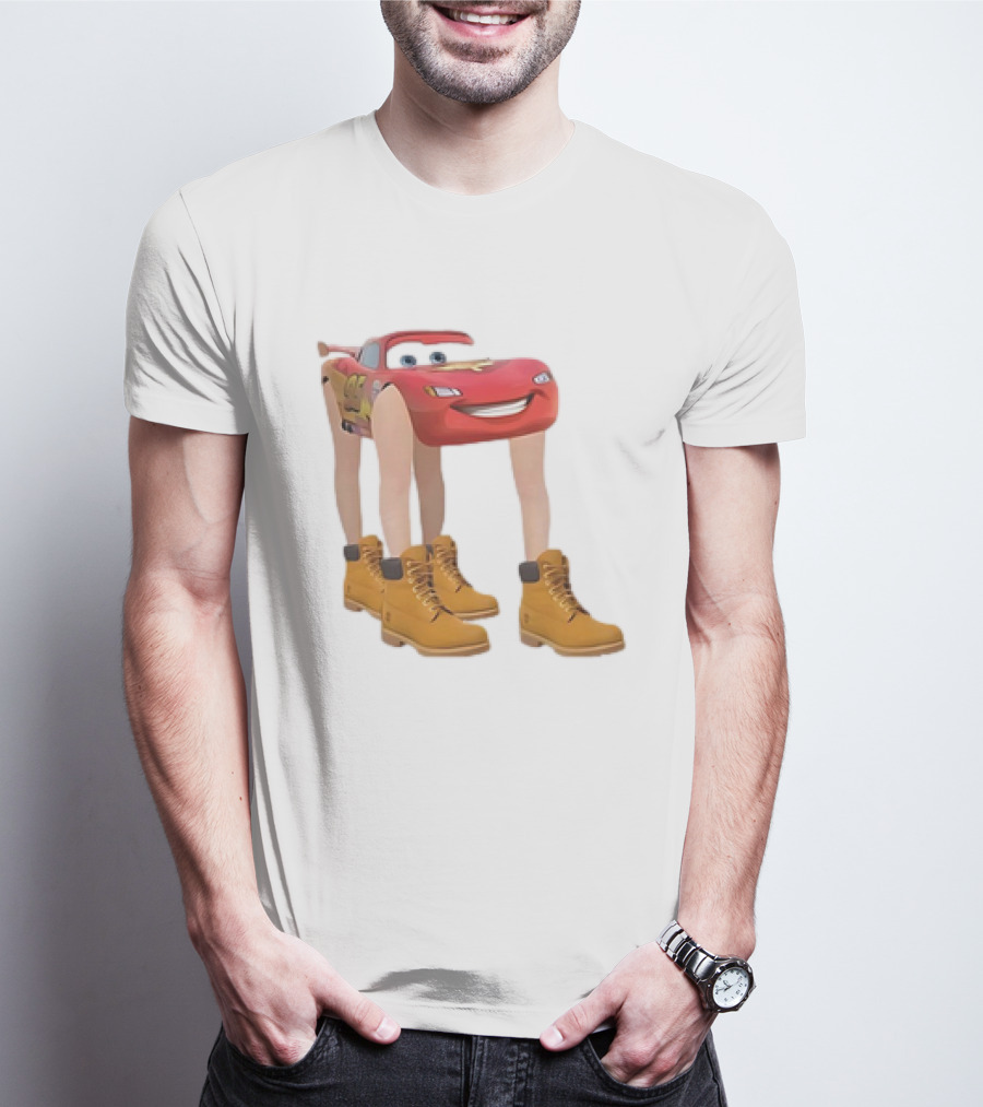 Lightning McQueen With Legs Cartoon Boots T-Shirt
