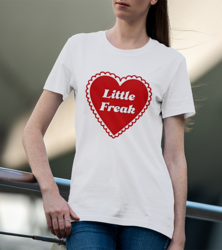 Little Freak Heart Red Scalloped Text T-Shirt