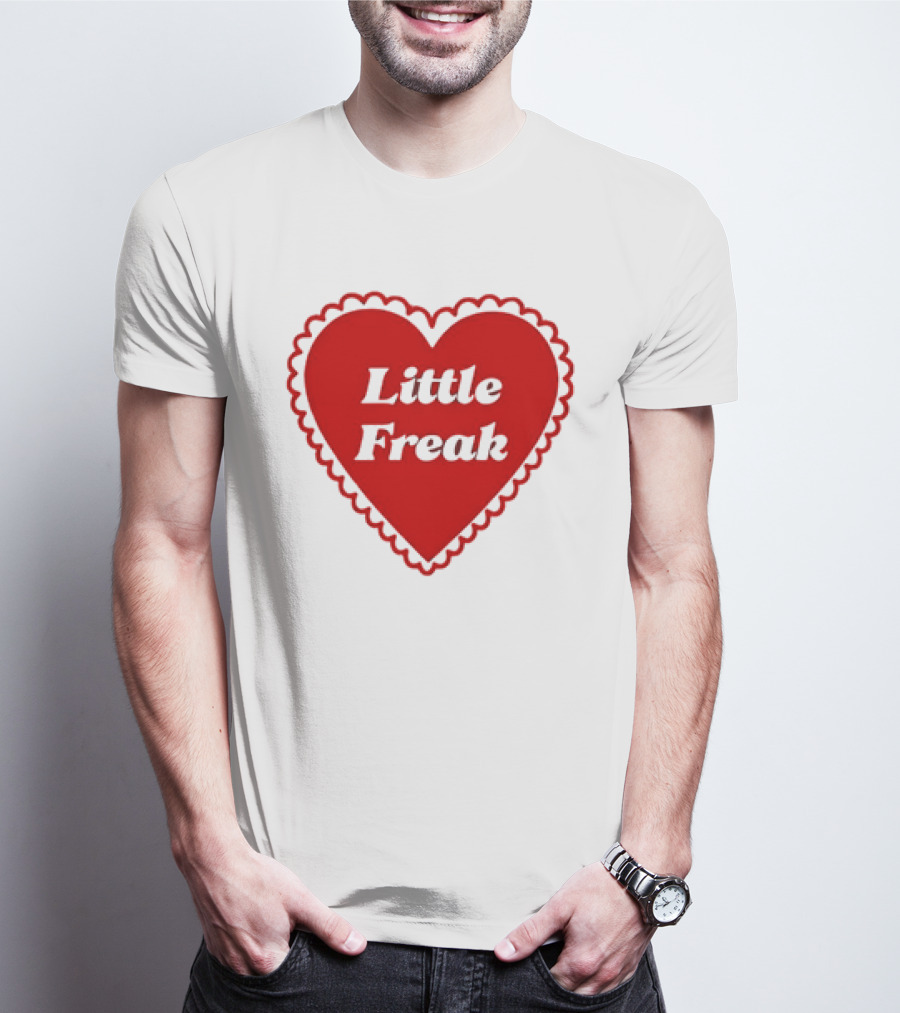 Little Freak Heart Red Scalloped Text T-Shirt