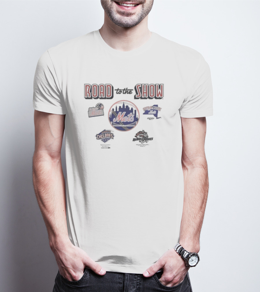 Road To The Show NY Mets Affiliates Brooklyn Cyclones Binghamton Rumble Ponies Syracuse Mets T-Shirt