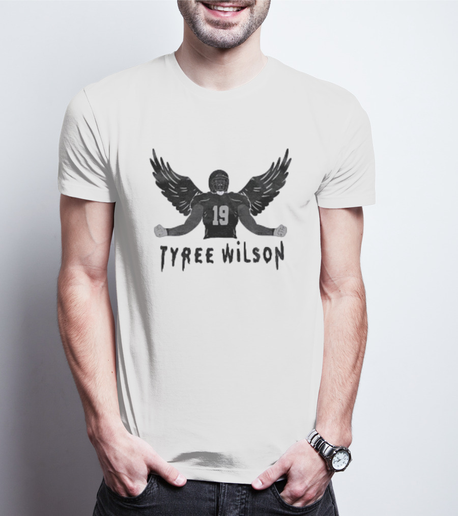 Tyree Wilson 19 Las Vegas Raiders Winged Football Player T-Shirt