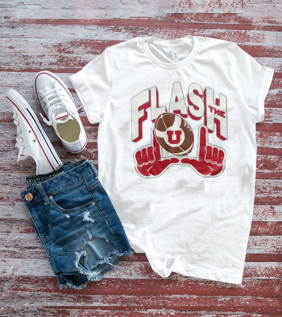 Utah Utes Flash The U Football Logo With Red Hand Gesture T-Shirt
