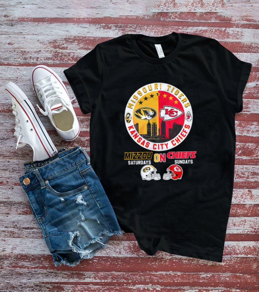 Missouri Tigers Mizzou Saturdays Kansas City Chiefs Sundays T-Shirt