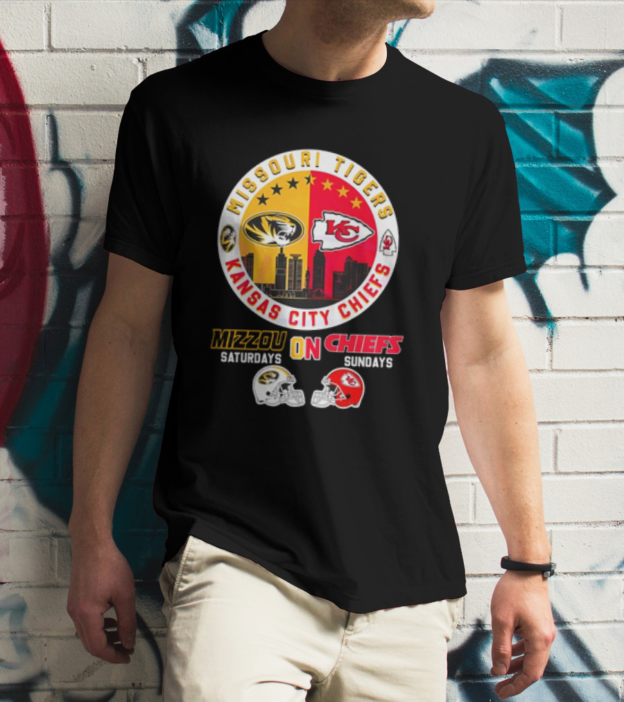 Missouri Tigers Mizzou Saturdays Kansas City Chiefs Sundays T-Shirt
