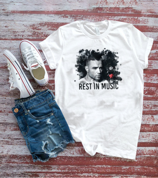 Liam Payne Rest In Music Portrait With Artistic Black And Red Accents T-Shirt