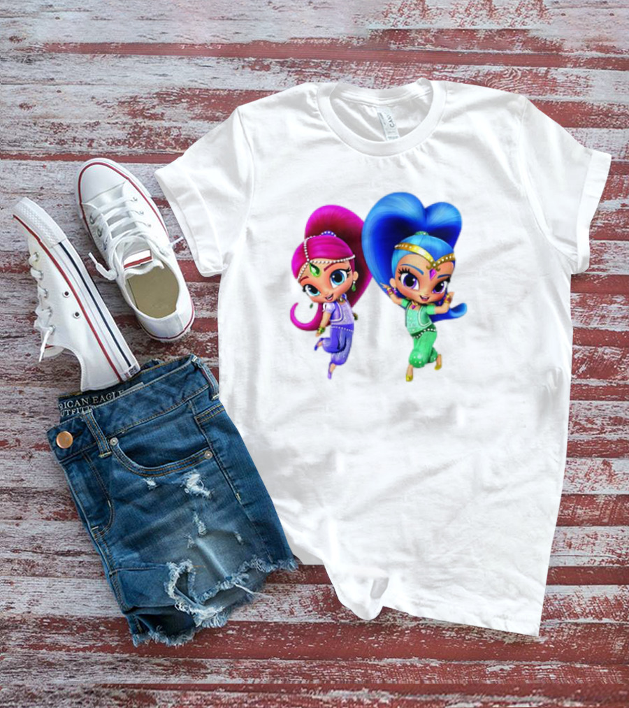 Shimmer And Shine Cartoon Girl Friend Duo With Vibrant Colors T-Shirt