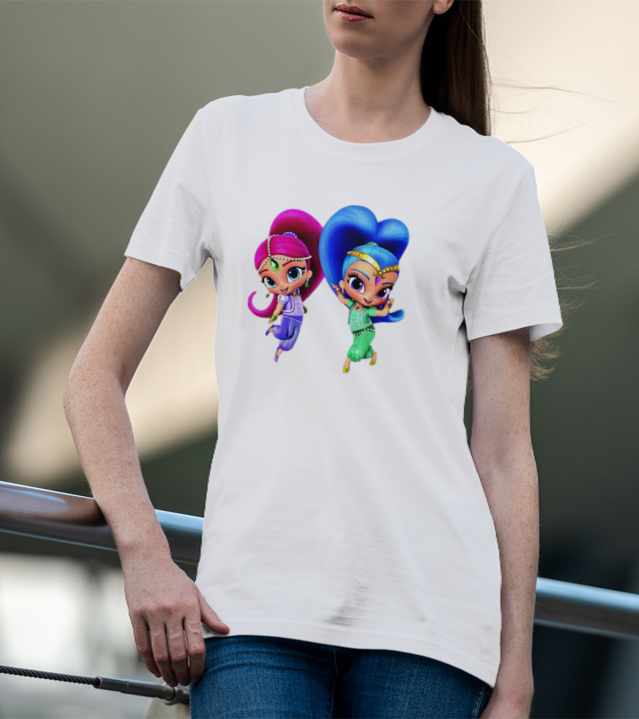 Shimmer And Shine Cartoon Girl Friend Duo With Vibrant Colors T-Shirt