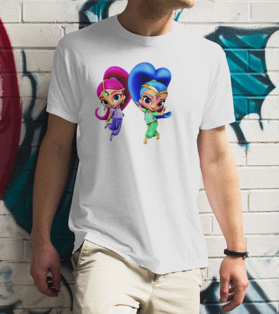 Shimmer And Shine Cartoon Girl Friend Duo With Vibrant Colors T-Shirt
